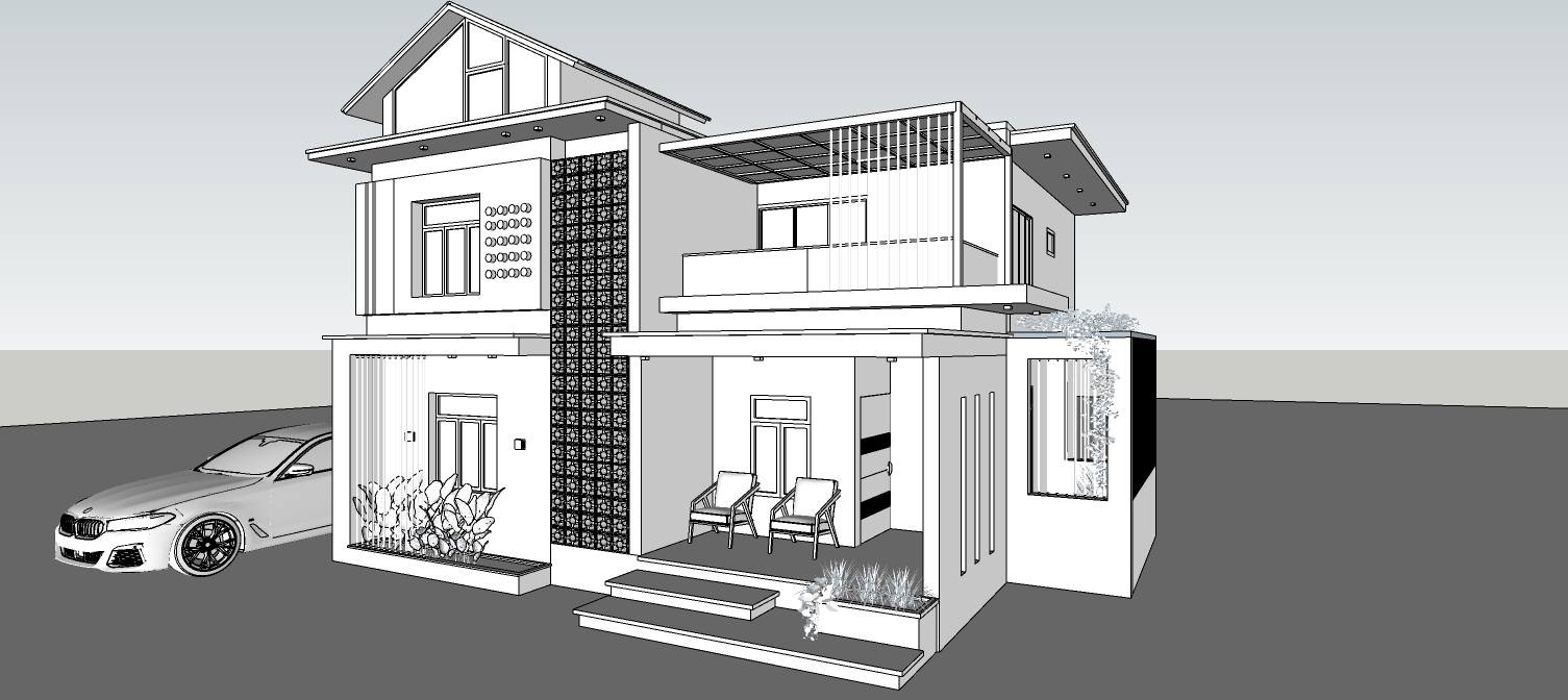 3D monochrome model of the Kerala home