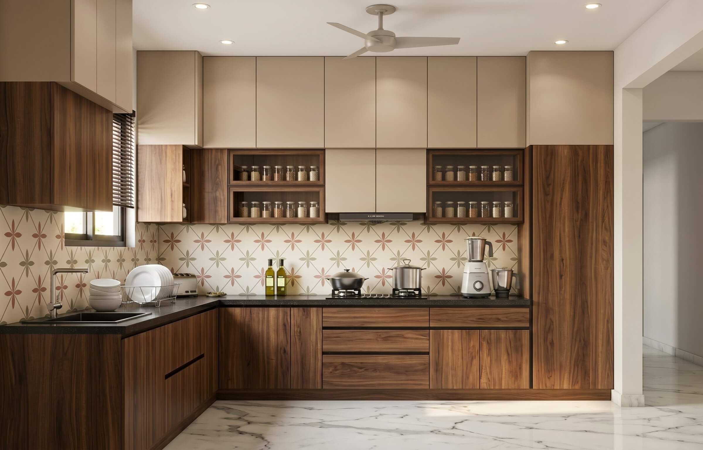 Modern traditional kitchen with warm materials and everyday function